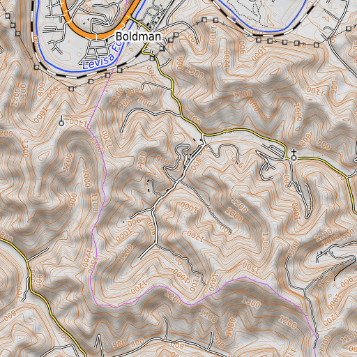 OpenTopoMap map of Lower Hurricane School, KY