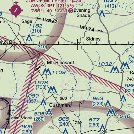 FAA VFR chart of Hackley Branch, AR