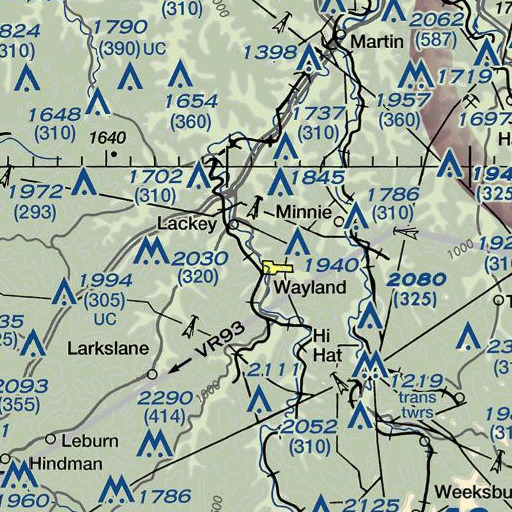 FAA VFR chart of Martin Branch, KY