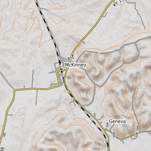 OpenTopoMap map of McKinney Bluff, KY