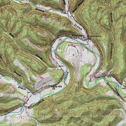 USGS 24K topo map of Miller Branch, KY