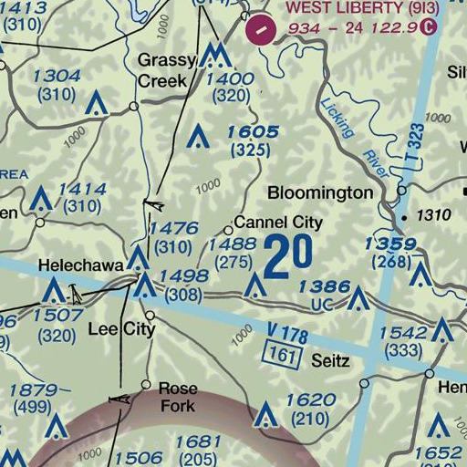 FAA VFR chart of Mining Branch, KY