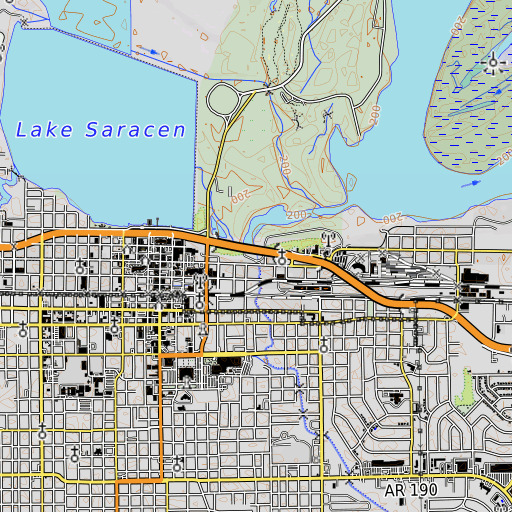 OpenTopoMap map of Harding Drain, AR