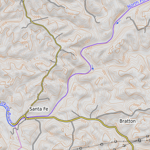 OpenTopoMap map of Mud Lick, KY
