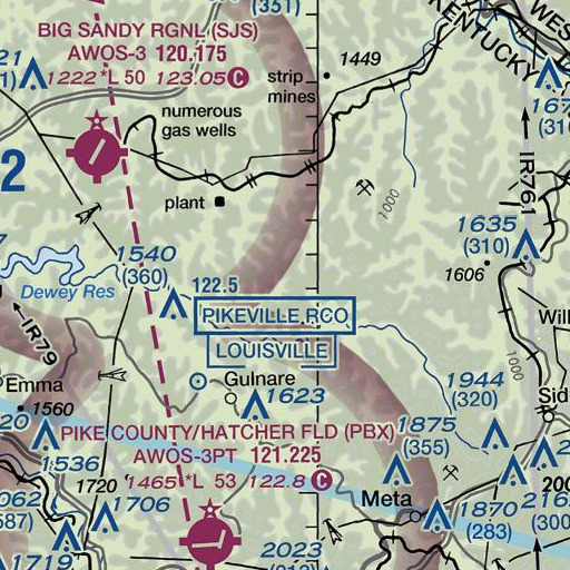 FAA VFR chart of Muddy Branch, KY