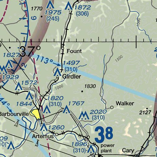 FAA VFR chart of Mulberry Fork, KY