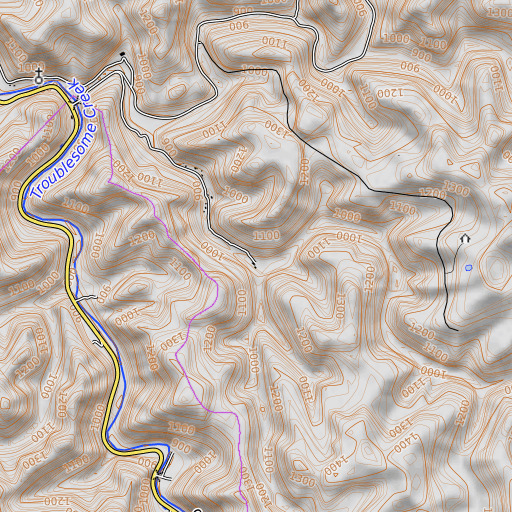 OpenTopoMap map of Pad Branch, KY