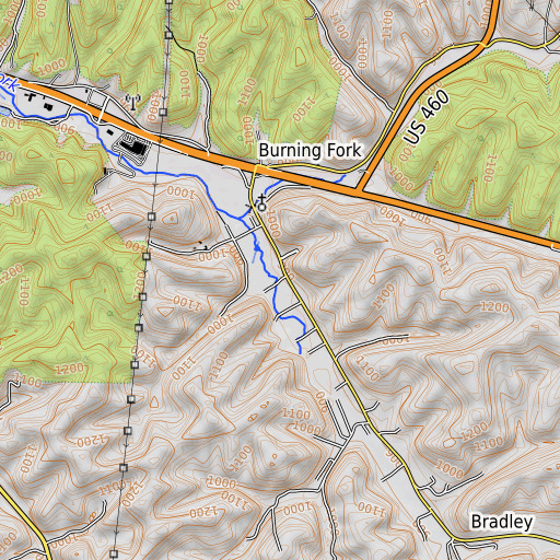 OpenTopoMap map of Patrick Branch, KY