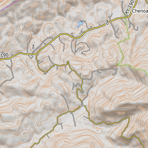 OpenTopoMap map of Piney Spur, KY