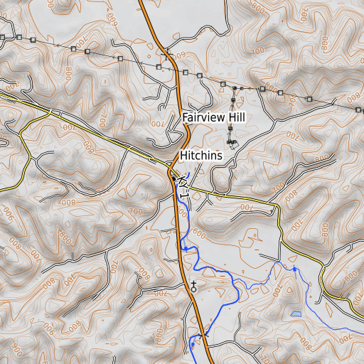 OpenTopoMap map of Powell Creek, KY