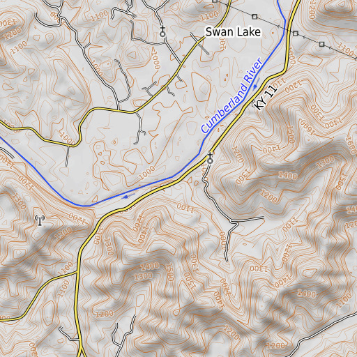 OpenTopoMap map of Prichard Branch, KY