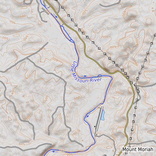 OpenTopoMap map of Hinds Bluff, AR