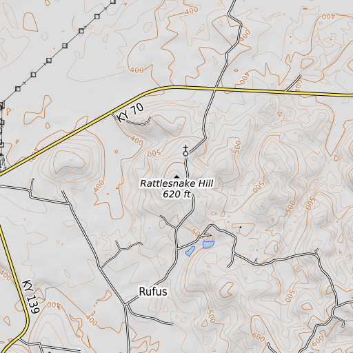 OpenTopoMap map of Rattlesnake Hill, KY