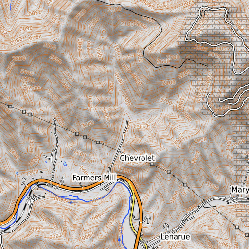 OpenTopoMap map of Right Fork Enoch Branch, KY