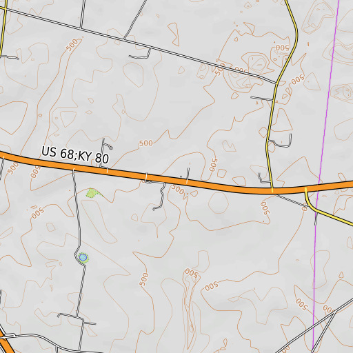OpenTopoMap map of Roach Cemetery, KY