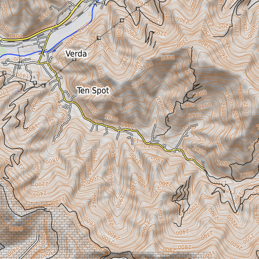 OpenTopoMap map of Road Branch, KY