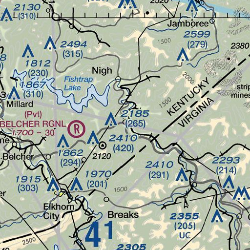 FAA VFR chart of Road Fork, KY