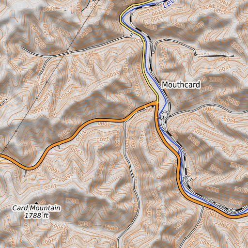 OpenTopoMap map of Road Fork, KY