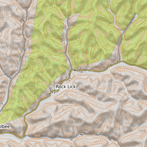 OpenTopoMap map of Rock Lick Fork, KY