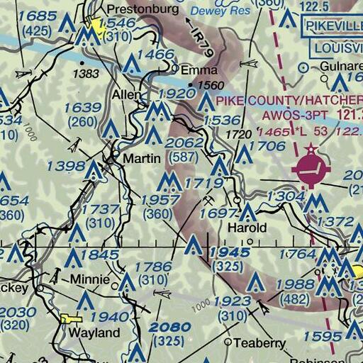 FAA VFR chart of Sansom Fork, KY