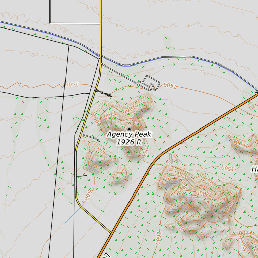 OpenTopoMap map of Agency Peak, AZ