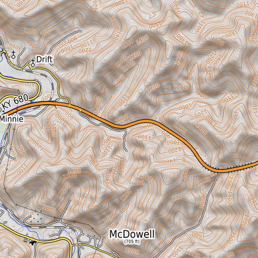 OpenTopoMap map of Simpson Branch School, KY