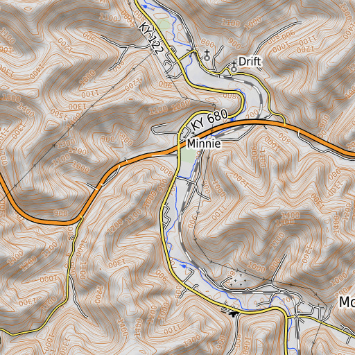 OpenTopoMap map of Sizemore Branch, KY