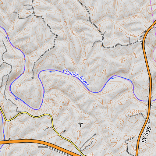 OpenTopoMap map of Stevens Run, KY