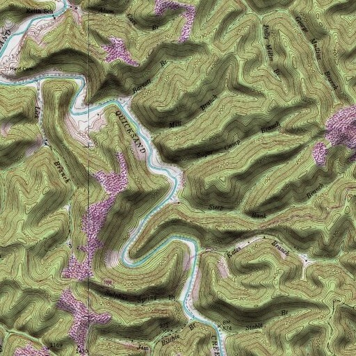 USGS 24K topo map of Sugar Camp Branch, KY