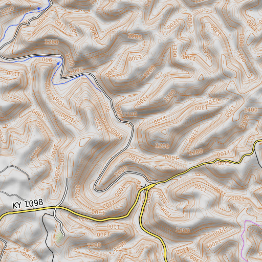 OpenTopoMap map of Sugar Camp Branch, KY