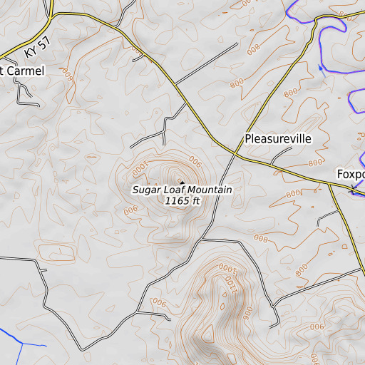 OpenTopoMap map of Sugar Loaf Mountain, KY