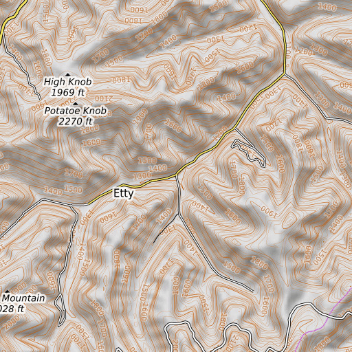 OpenTopoMap map of Sycamore Branch, KY