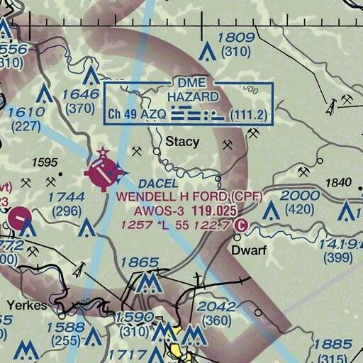 FAA VFR chart of Toms Branch, KY