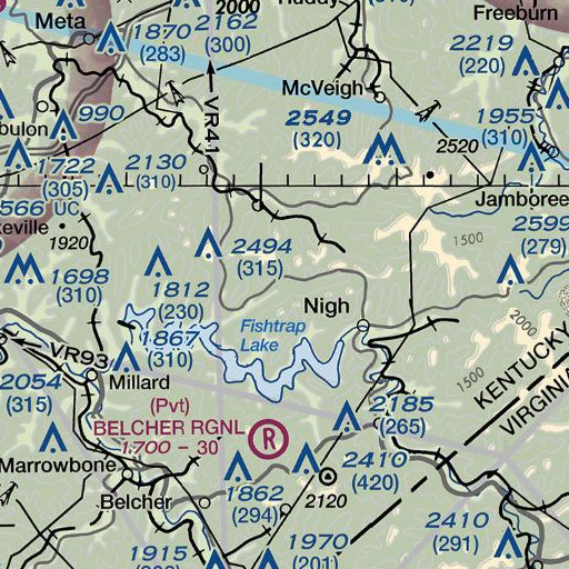 FAA VFR chart of Trace Fork, KY