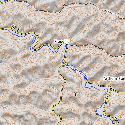 OpenTopoMap map of Trace Fork, KY