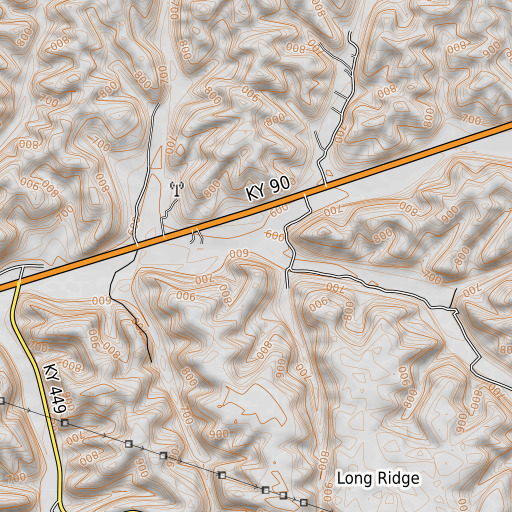 OpenTopoMap map of Vaughn Creek, KY
