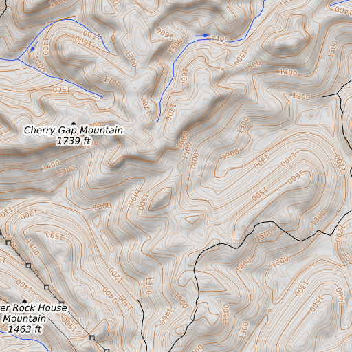 OpenTopoMap map of Winding Gap, KY