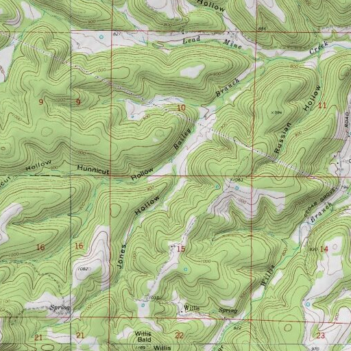USGS 24K topo map of Jones Hollow, AR