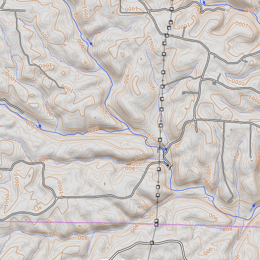 OpenTopoMap map of Lay Creek, AR