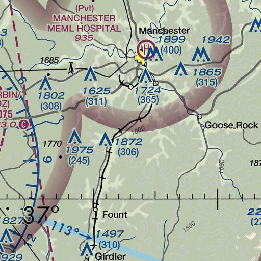 FAA VFR chart of Broughton Branch, KY