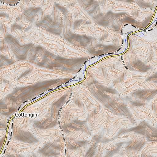 OpenTopoMap map of Broughton Branch, KY
