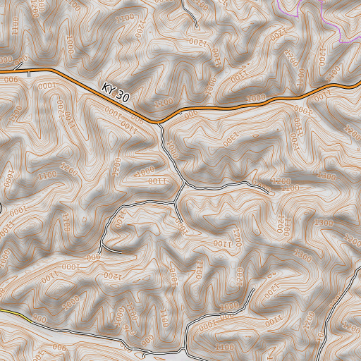 OpenTopoMap map of Buck Fork, KY
