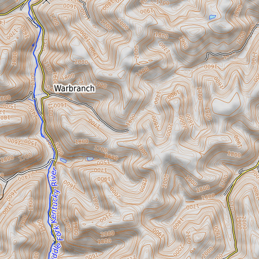 OpenTopoMap map of Buck Gap, KY