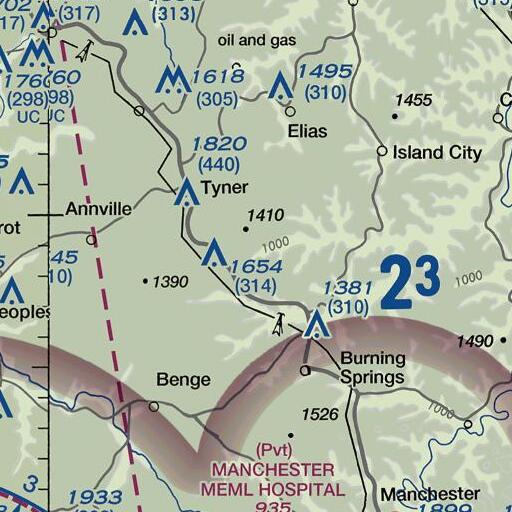 FAA VFR chart of Buckeye Branch, KY