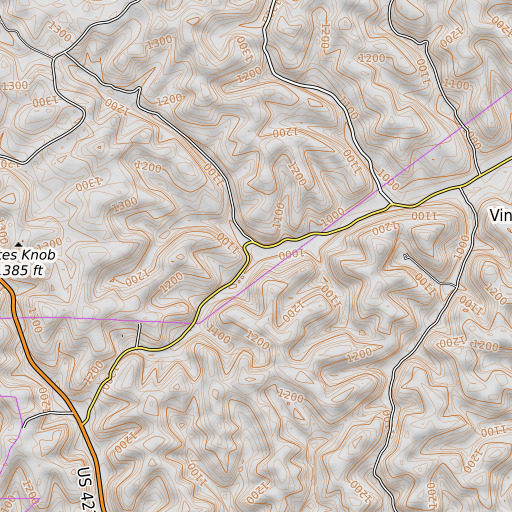 OpenTopoMap map of Buckeye Branch, KY