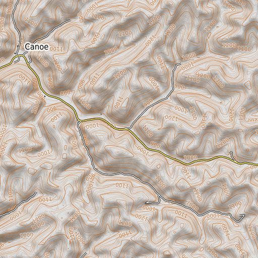 OpenTopoMap map of Buzzard Fork, KY