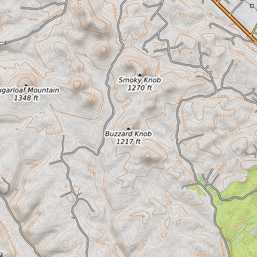 OpenTopoMap map of Buzzard Knob, KY