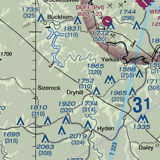 FAA VFR chart of Buzzard Roost, KY