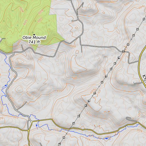 OpenTopoMap map of Cain Bluff, KY