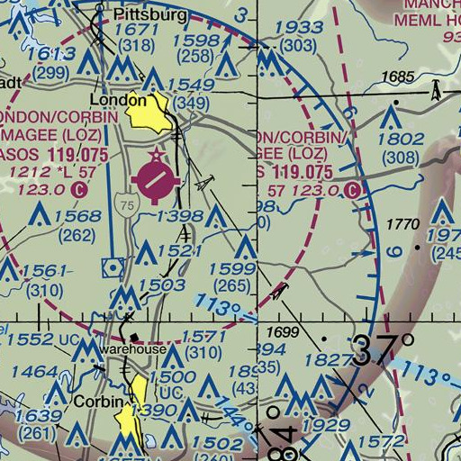 FAA VFR chart of Calloway Creek, KY